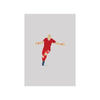 Arjen Robben - Print - Din A3 / Grauer Hintergrund - ohne Rahmen - ohne Rahmen