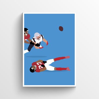 Julian Edelman - Print - Din A3 - Weiß - Aluminium