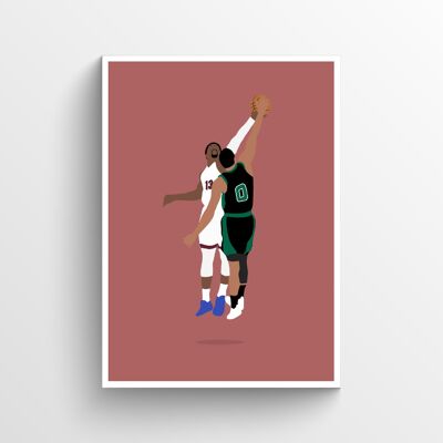 Bam Adebayo - Print - Din A4 - Weiß - Aluminium