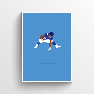 Saquon Barkley - Print - Din A4 - Weiß - Aluminium