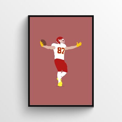 Travis Kelce - Print - Din A4 - Schwarz - Aluminium