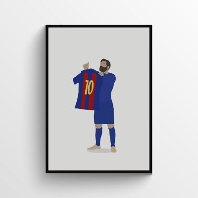 Lionel Messi - Print - Din A3 - Schwarz - Aluminium