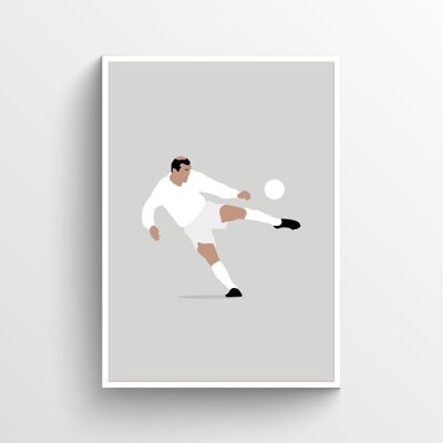 Zinedine Zidane - Print - Din A3 - Weiß - Aluminium