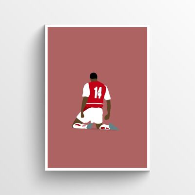 Thierry Henry - Print - Din A4 / Kniejubel - Weiß - Aluminium