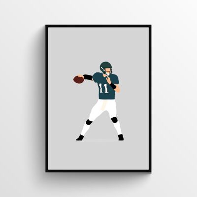 Carson Wentz - Print - Din A4 - Schwarz - Aluminium