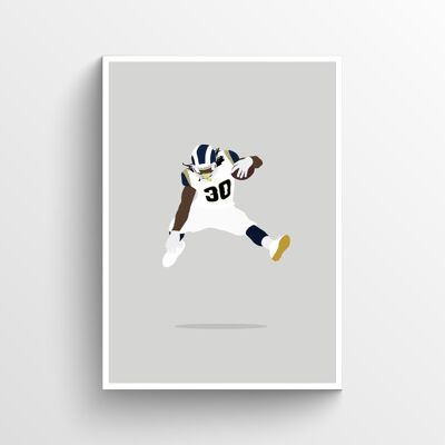 Todd Gurley - Print - Din A4 - Weiß - Aluminium