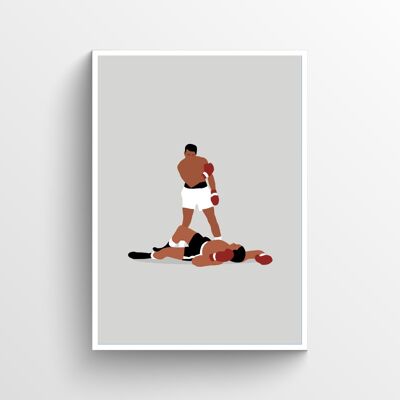 Muhammad Ali - Print - Din A4 - Weiß - Aluminium