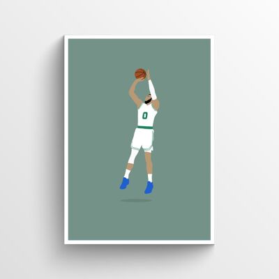 Jayson Tatum Print - Din A4 - Weiß - Aluminium