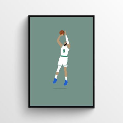 Jayson Tatum Print - Din A4 - Schwarz - Aluminium