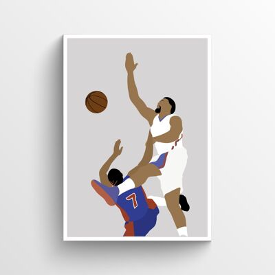 DeAndre Jordan - Print - Din A3 - Weiß - Aluminium