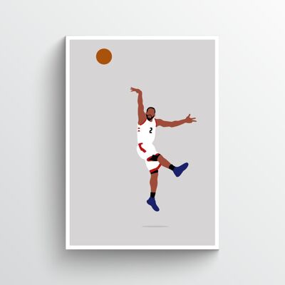 Kawhi Leonard - Print - Din A4 - Weiß - Aluminium