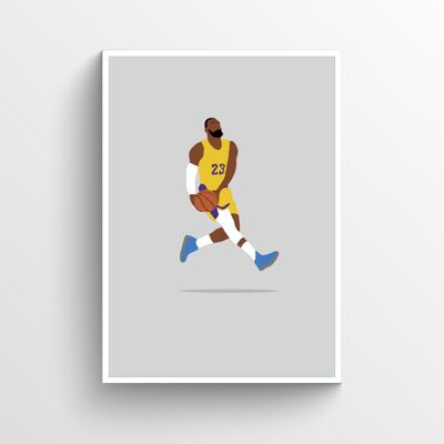 LeBron James Lakers - Print - Din A4 - Weiß - Aluminium