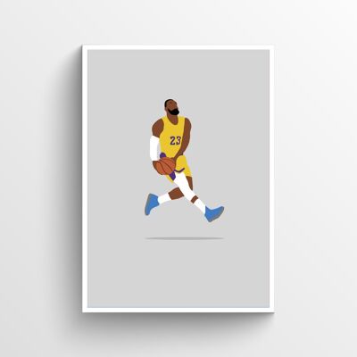 LeBron James Lakers - Print - Din A3 - Weiß - Aluminium