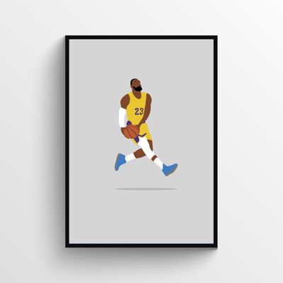 LeBron James Lakers - Print - Din A4 - Schwarz - Aluminium