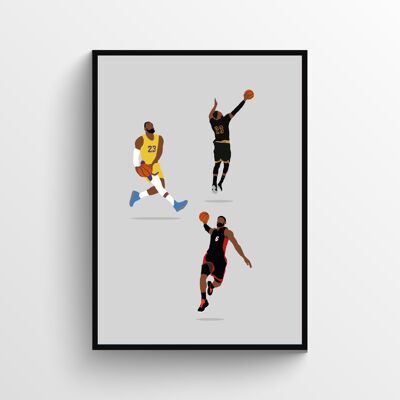 LeBron James All Teams - Print - Din A3 - Schwarz - Aluminium