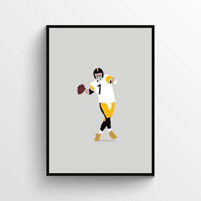 Ben Roethlisberger - Print - Din A4 - Schwarz - Aluminium