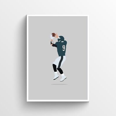 Nick Foles - Print - Din A4 - Weiß - Aluminium