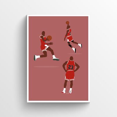 Michael Jordan Bulls - Print - Din A3 - Weiß - Aluminium