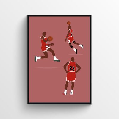 Michael Jordan Bulls - Print - Din A3 - Schwarz - Aluminium