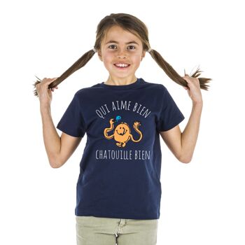 TSHIRT NAVY Qui aime bien chatouille bien