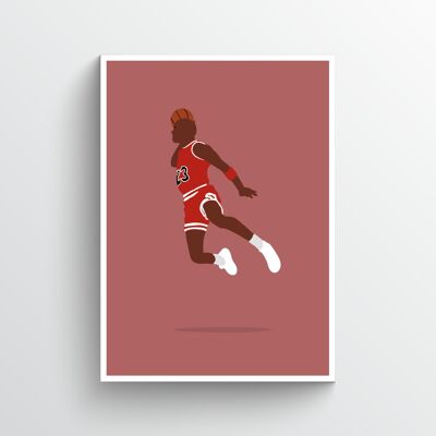 Michael Jordan - Print - Din A3 - Weiß - Aluminium