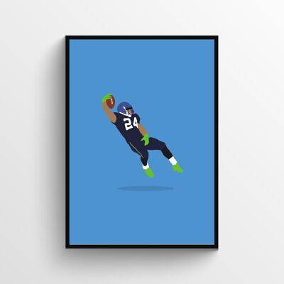 Marshawn Lynch - Print - Din A4 - Schwarz - Aluminium