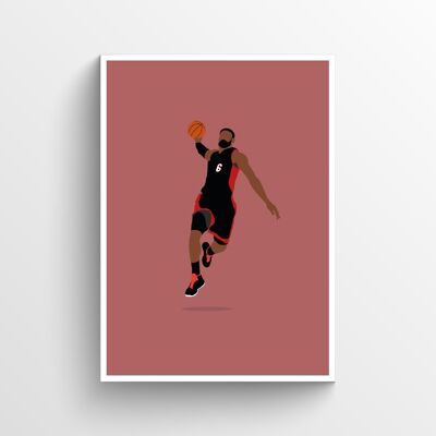 LeBron James Miami - Print - Din A3 - Weiß - Aluminium