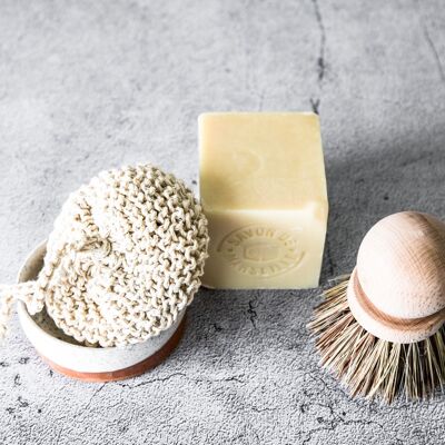 Zero Waste - “Marie” tawashi sponge in natural hemp