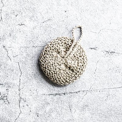 Zero Waste - “Céleste” tawashi sponge in linen and cotton - beige