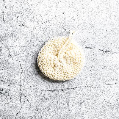 Zero Waste - “Céleste” tawashi sponge in linen and cotton - ecru