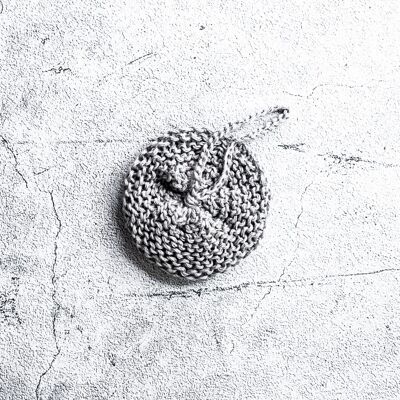 Zero Waste - “Céleste” tawashi sponge in linen and cotton - gray blue