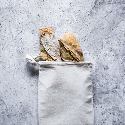 Baguette bread bag - plain ecru