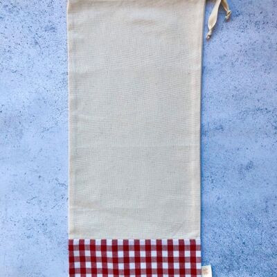 Baguette bread bag - ecru and red gingham