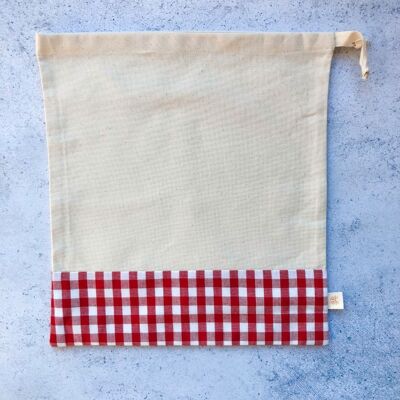 Round bread bag - ecru and red gingham