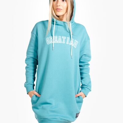 SUDADERA OVERSIZE CON CAPUCHA COLLEGE AQUA