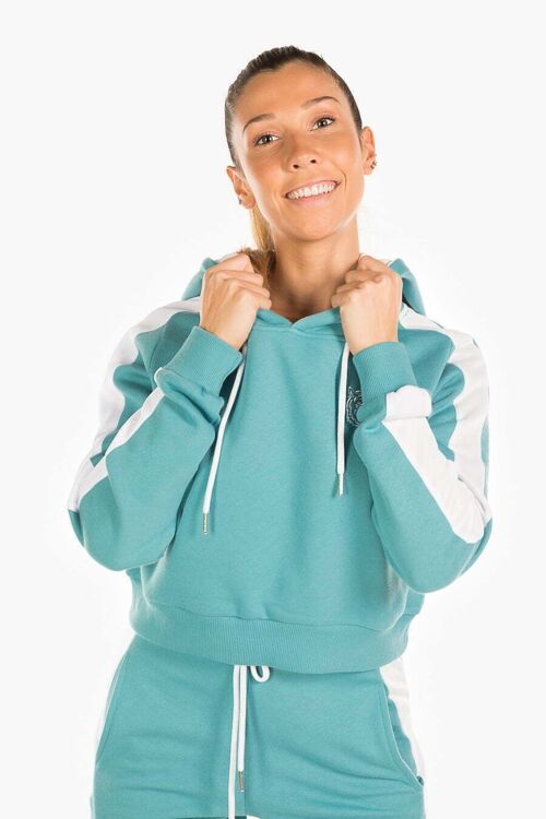 Hoodie cropped unique aqua