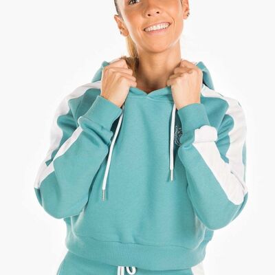 SUDADERA CROPPED UNIQUE AQUA