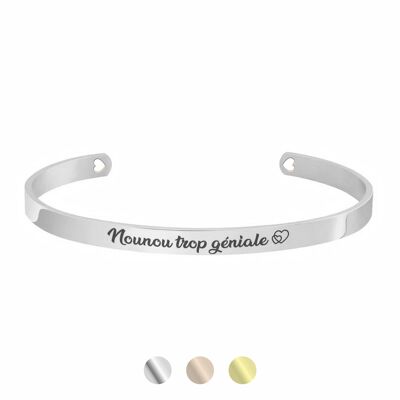 Silver Stainless Steel Bracelet - Nanny too awesome | Heart