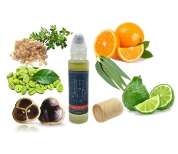 Sérum Revitalisant pour les Yeux au Cacay, au Café et à l'Orange - 10ml. Un sérum anti-âge pour les yeux entièrement naturel à base d'huile de cacay, d'huile de café vert arabica avec de l'encens, de l'eucalyptus, du thym, de la bergamote et de l'orange 1