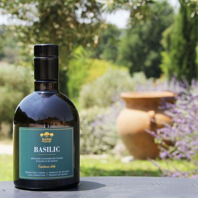 Huile d'olive au Basilic 50cl bouteille - France / Aromatisée