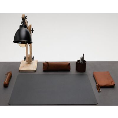 Cowhide desk pad, black, 70 x 50 cm