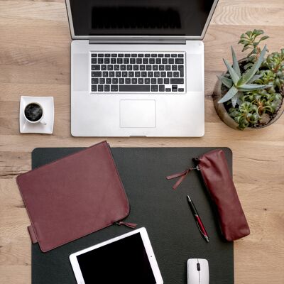 Desk pad made of cowhide, black, 80 x 60 cm