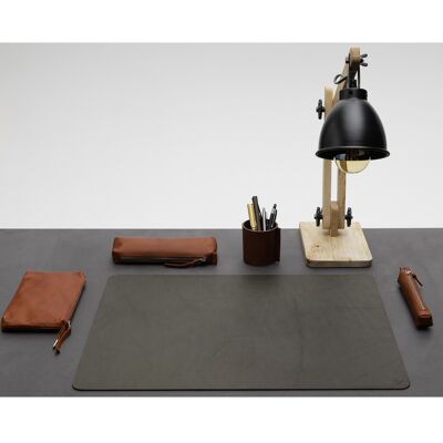 Desk pad made of fine genuine leather, olive, 60 x 45 cm