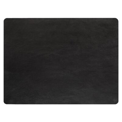 Desk pad made of fine genuine leather, black, 60 x 45 cm