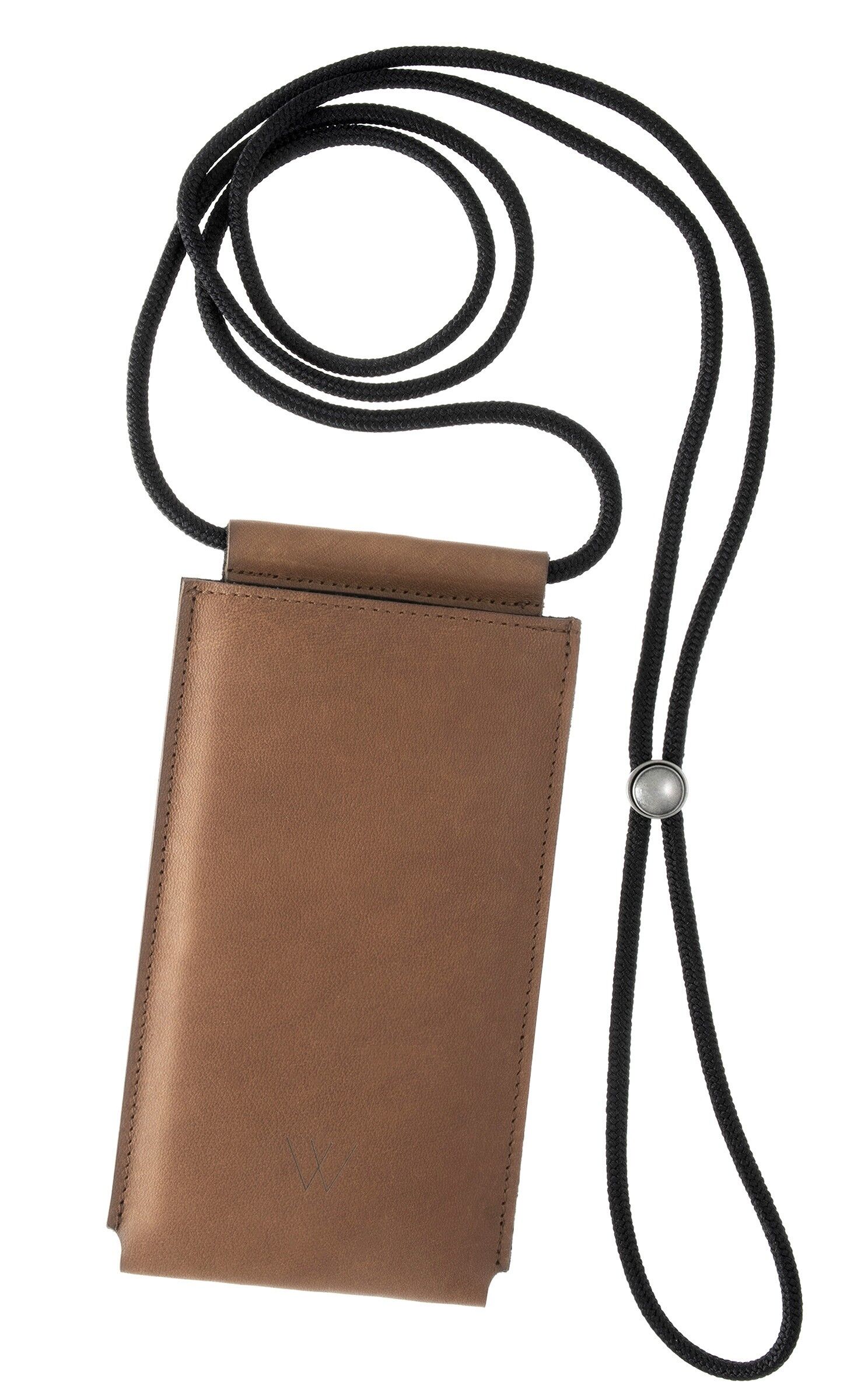 Custodia per cellulare da appendere, vera pelle, cognac, 17,5 cm x 10,5 cm