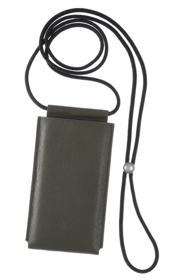 Étui pour téléphone portable à suspendre, cuir véritable, olive, 17,5 cm x 10,5 cm 1