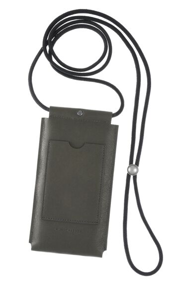 Étui pour téléphone portable à suspendre, cuir véritable, olive, 17,5 cm x 10,5 cm 2