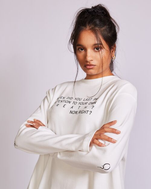 Women's Flowy Long Sleeve 'When did you last pay attention to your own breath?'