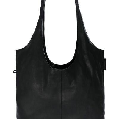 Hobo bag made of fine leather, black
