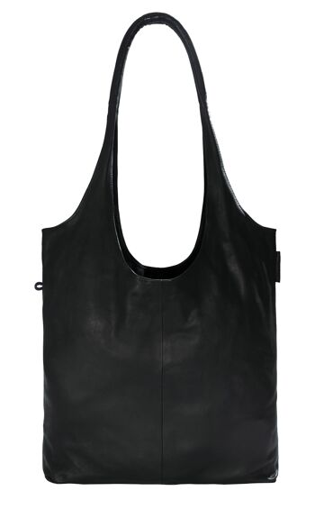 Sac hobo en cuir fin, noir 1